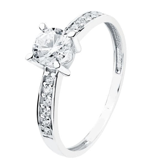 18K SOLITARIO ORO BLANCO CUERPO DE CIRCONITA Y 4 GARRAS CON CIRCONITA DE 5 MM