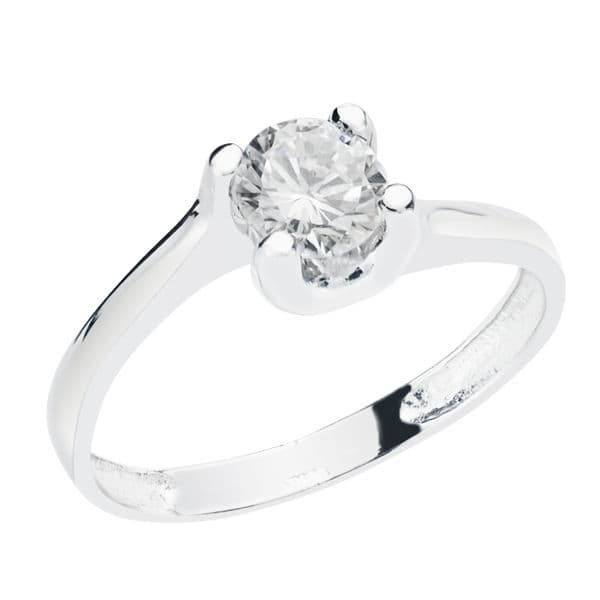 18K SOLITARIO ORO BLANCO CIRCONITA 5.5 MM GARRAS