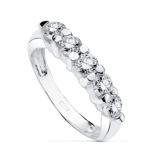 18K SORTIJA QUINTILLO ORO BLANCO CIRCONITA 4 MM