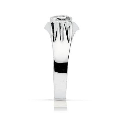 18K SOLITARIO ORO BLANCO HUECO CON CIRCONITA EN BOCEL DE 5 MM