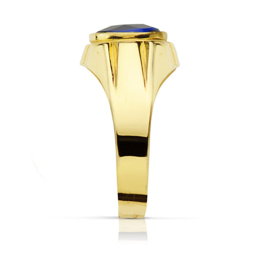 18K SELLO ORO AMARILLO CABALLERO PIEDRA OVAL ZAFIRO SPINEL 10 X8 MM