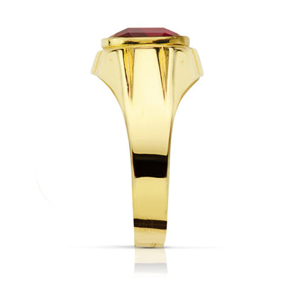 9K SELLO ORO AMARILLO HUECO PIEDRA OVAL RUBI SPINEL 10X8 MM