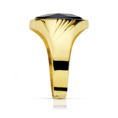 18K SELLO ORO AMARILLO HUECO PIEDRA OVAL ZAFIRO SPINEL.14X10 MM