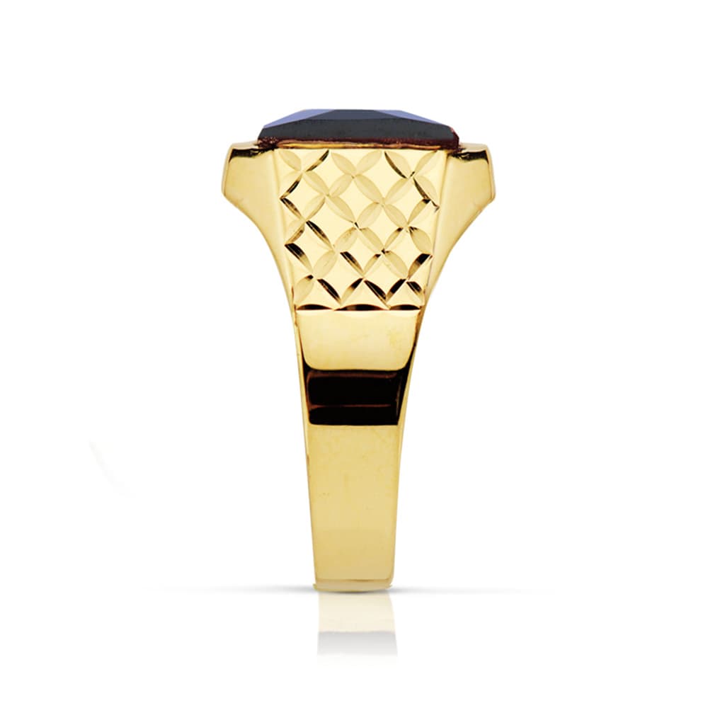 18K SELLO ORO AMARILLO CADETE PIEDRA 9X7 MM ZAFIRO SPINEL TALLA