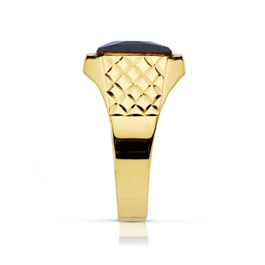 18K SELLO ORO AMARILLO CADETE PIEDRA 9X7 MM ZAFIRO SPINEL TALLA