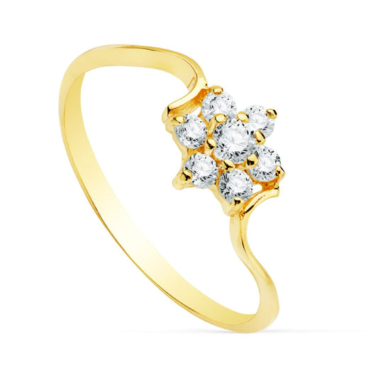 18K SORTIJA ORO AMARILLO CON CUAJO DE 7 MM Y CIRCONITAS