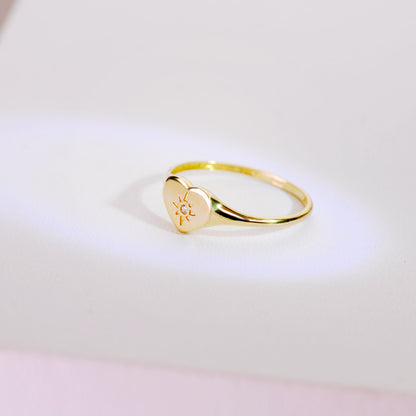 18K SELLO ORO AMARILLO MUJER CABEZA CORAZON CON CIRCONITA 9X7 MM