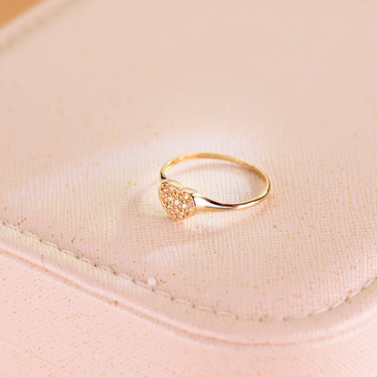 18K SELLO ORO AMARILLO MUJER CABEZA CORAZON CON CIRCONITA 9X8 MM