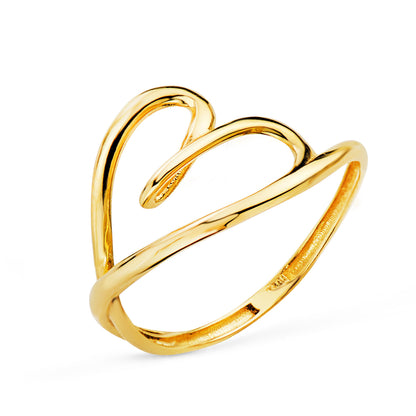 18K SORTIJA ORO AMARILLO CORAZON CRUZADO EN BRILLO. ANCHO: 12 MM C. AMOR