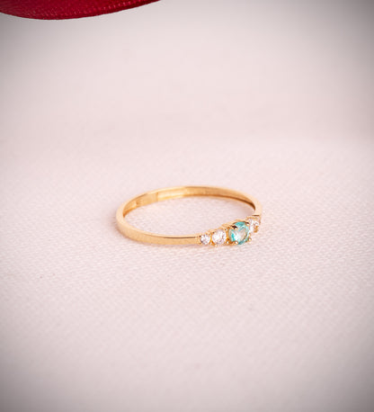 18K SORTIJA ORO AMARILLO TOPACIO NATURAL REDONDO Y CIRCONITAS. ANCHO: 3 MM