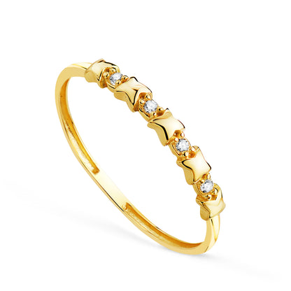 18K SORTIJA ORO AMARILLO ESTRELLITAS CON 4 CIRCONITAS. ANCHO: 2,3 MM