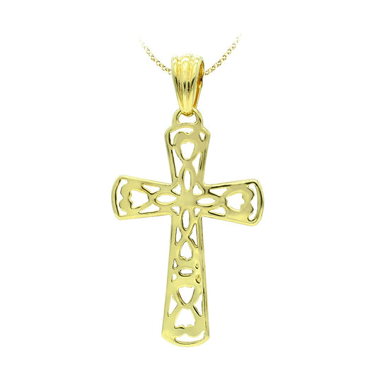 18K CRUZ ORO AMARILLO FILIGRANA 35X23 MM