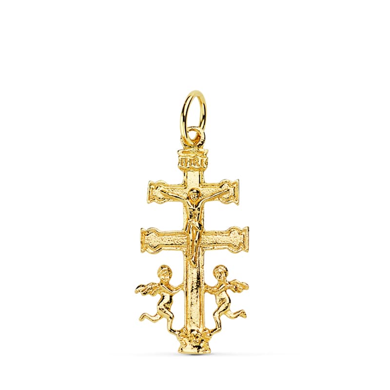 18K CRUZ ORO AMARILLO CARAVACA 24X12 MM