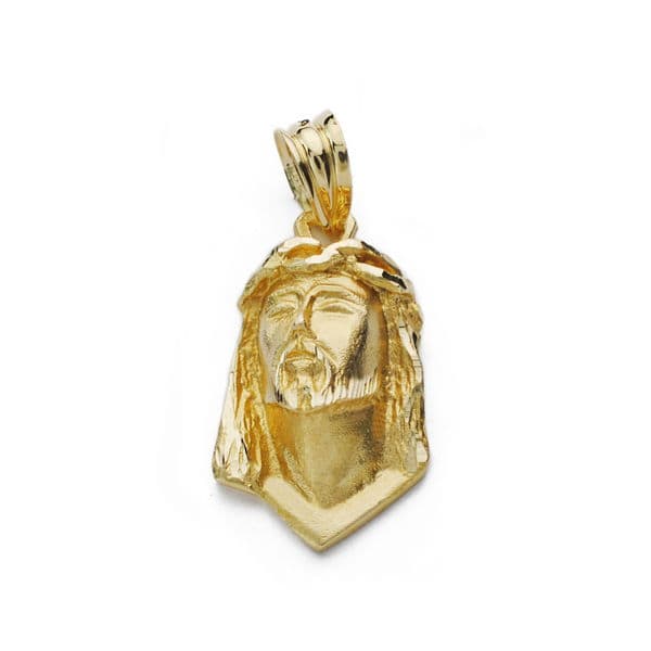 18K COLGANTE ORO AMARILLO CABEZA DE CRISTO DE LAGRIMA 22X12 MM