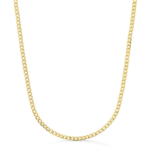 18K CADENA ORO AMARILLO BARBADA HUECA ANCHO: 2.5MM LARGO: 50CM