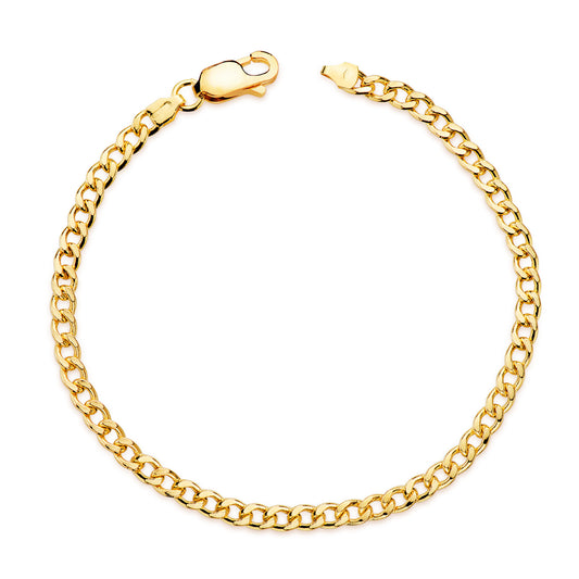 18K PULSERA ORO AMARILLO BARBADA HUECA ANCHO: 3,5MM LARGO: 19CM