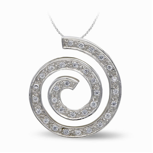 18K COLGANTE ORO BLANCO CIRCONITA ESPIRAL.