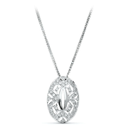18K GARGANTILLA ORO BLANCO JUEGO NOVIA 45CM CENTRO CIRCONITA 23X15 MM