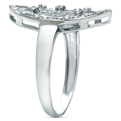 18K SORTIJA ORO BLANCO MOTIVO LANZADERA 21X14 MM CON CIRCONITAS. ANCHO: 21 MM