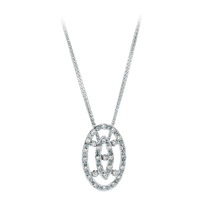 18K GARGANTILLA ORO BLANCO JUEGO DE NOVIA CIRCONITA 45CM CENTRO 22X14 MM