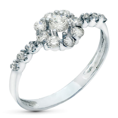 18K SORTIJA ORO BLANCO CUAJO CON CIRCONITAS. ANCHO: 8 MM