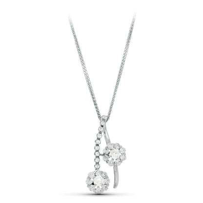 18K GARGANTILLA 45CM ORO BLANCO JUEGO DE NOVIA CIRCONITA MOTIVO 26X14 MM