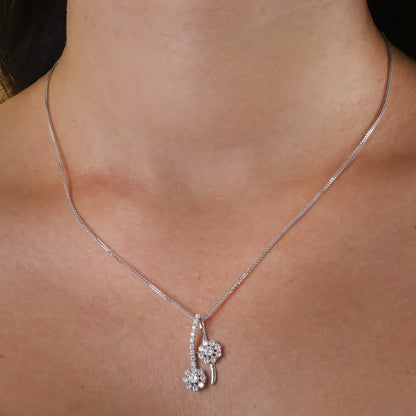 18K GARGANTILLA 45CM ORO BLANCO JUEGO DE NOVIA CIRCONITA MOTIVO 26X14 MM