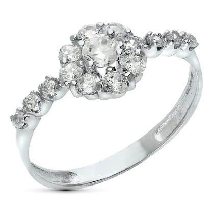 18K SORTIJA ORO BLANCO CUAJO CON CIRCONITAS. ANCHO: 8,5 MM
