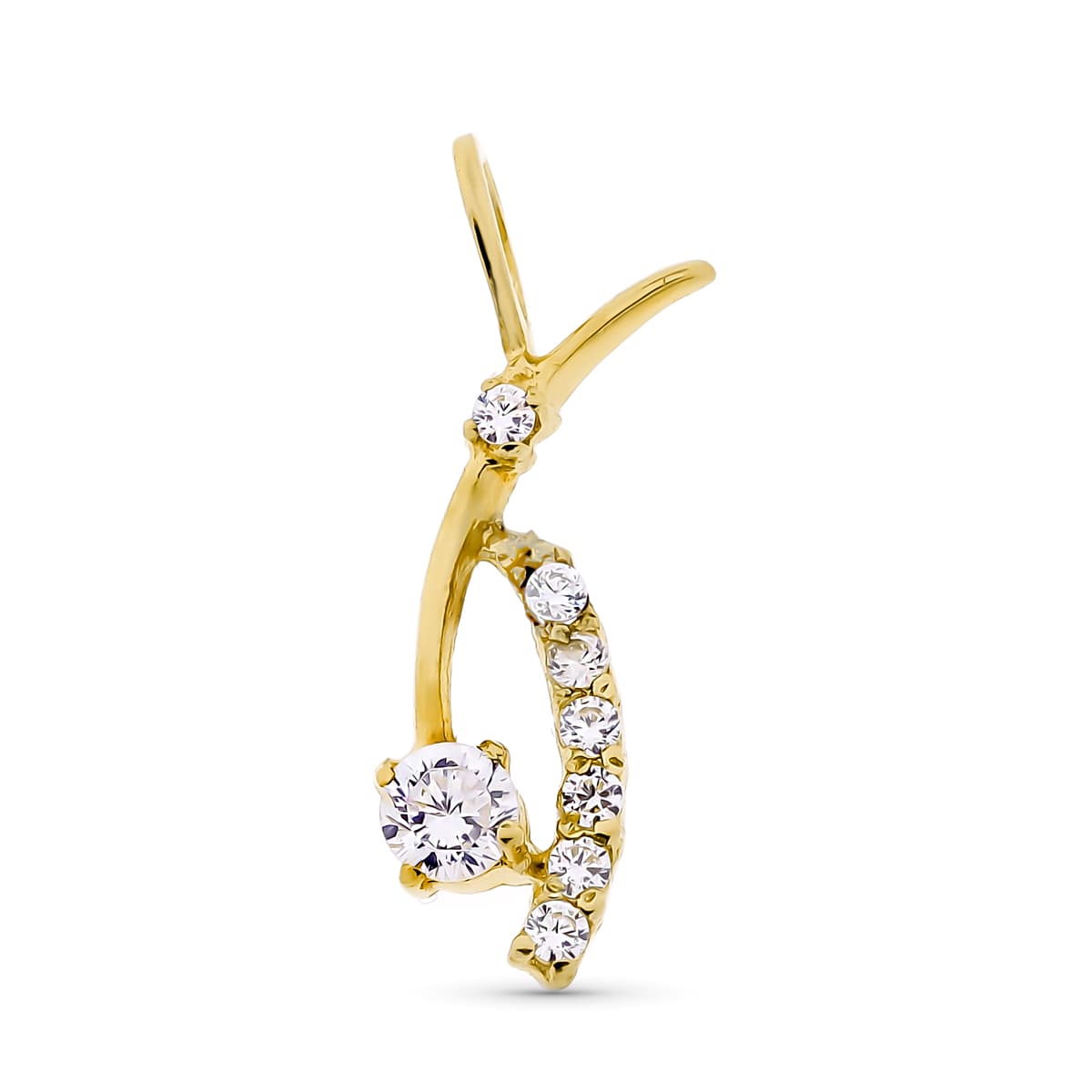 18K COLGANTE ORO BLANCO JUEGO NOVIA CIRCONITA 15X8 MM
