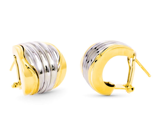 18K PENDIENTES ORO BICOLOR 18X17 MM CIERRE OMEGA