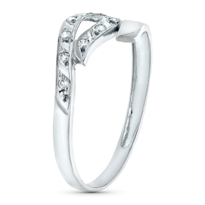 18K SORTIJA ORO BLANCO CRUZADA CON CIRCONITAS. ANCHO 7 MM