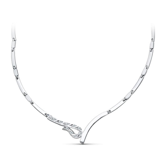 18K GARGANTILLA ORO BLANCO JUEGO NOVIA CIRCONITA 45CM CIERRE MOSQUETON