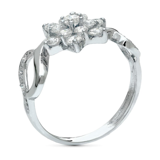 18K SORTIJA ORO BLANCO CUAJO CON CIRCONITAS. ANCHO 10 MM