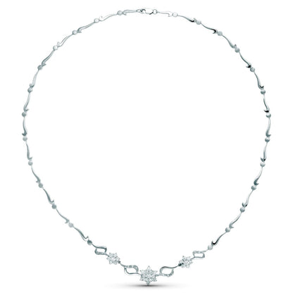 18K GARGANTILLA ORO BLANCO JUEGO NOVIA CENTRO PIÑA CIRCONITA 45CM MOSQUETON