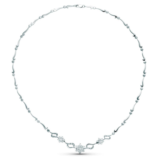 18K GARGANTILLA ORO BLANCO JUEGO NOVIA CENTRO PIÑA CIRCONITA 45CM MOSQUETON