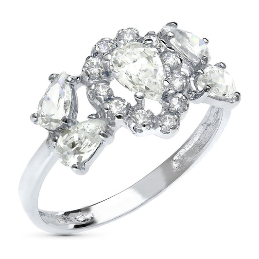18K SORTIJA ORO BLANCO CON CIRCONITAS PERA. ANCHO: 11 MM
