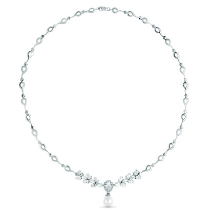 18K GARGANTILLA ORO BLANCO PERLA CULTIVADA 10 MM LONGITUD 45CM CIERRE MOSQUETON