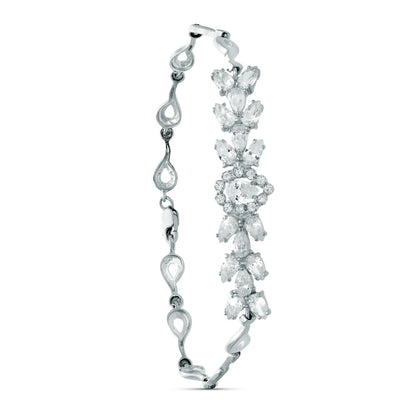 18K PULSERA ORO BLANCO JUEGO NOVIA CIRCONITA 18.50CM CIERRE MOSQUETON