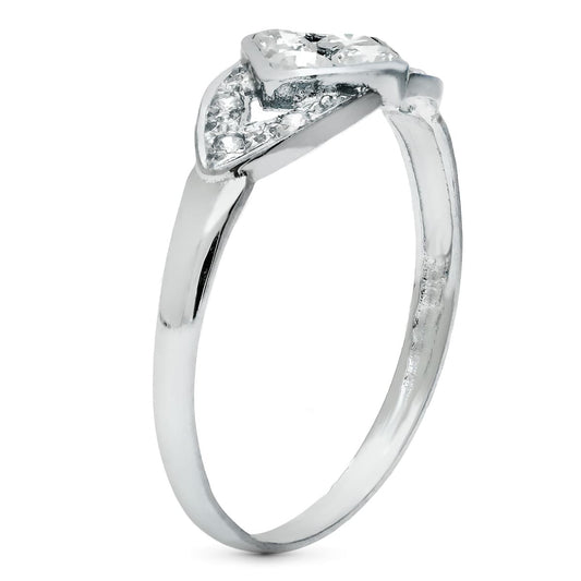 18K SORTIJA ORO BLANCO ROMBO CON CIRCONITA ANCHO 7 MM
