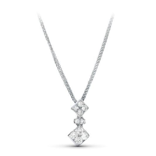 18K GARGANTILLA ORO BLANCO 45CM JUEGO NOVIA MOTIVO ROMBO 16X7 MM