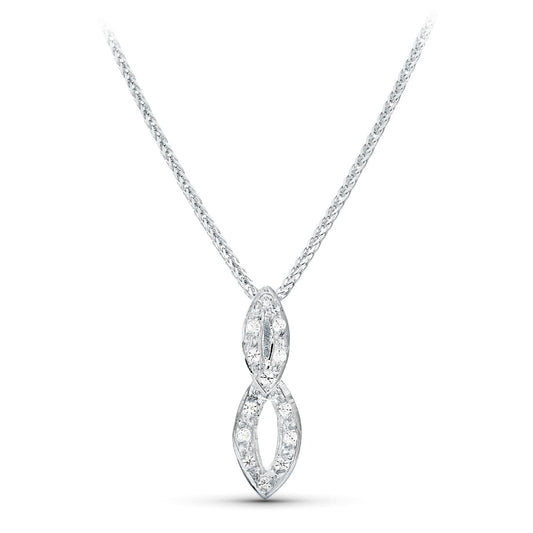 18K GARGANTILLA ORO BLANCO 45CM JUEGO NOVIA MOTIVO 20X9 MM CIRCONITAS