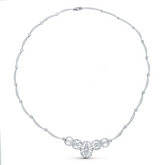 18K GARGANTILLA ORO BLANCO 42CM SEMIRIGIDA CENTRO CIRCONITA 40X18 MM CIERRE MOSQUETON