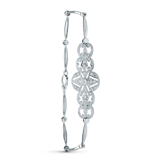 18K PULSERA ORO BLANCO SEMIRIGIDA CIRCONITA 18CM CIERRE MOSQUETON