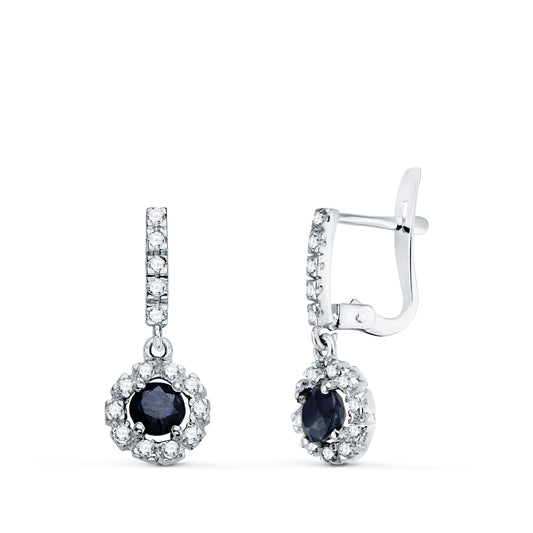 18K PENDIENTES ZAFIRO FINO Y CIRCONITAS CATALAN