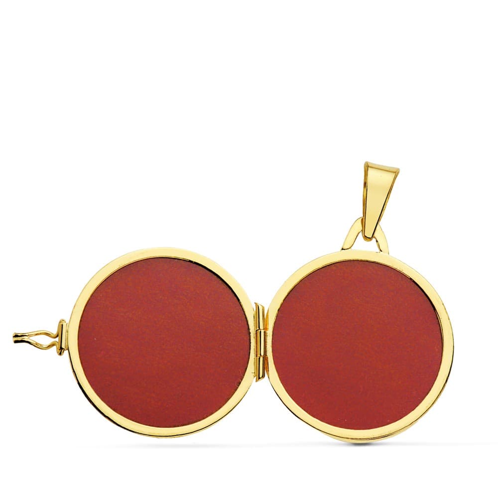 18K GUARDAPELO DIJE PORTAFOTOS ORO AMARILLO REDONDO LABRADO. 21 MM