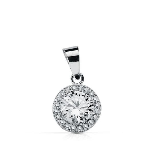 18K COLGANTE ORO BLANCO REDONDO CIRCONITA 9 MM