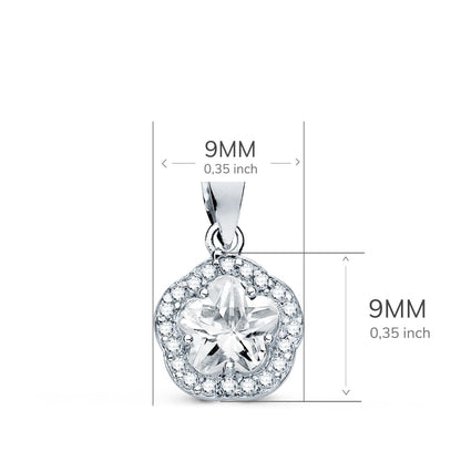 18K COLGANTE ORO BLANCO FLOR CON CIRCONITA 9X9 MM
