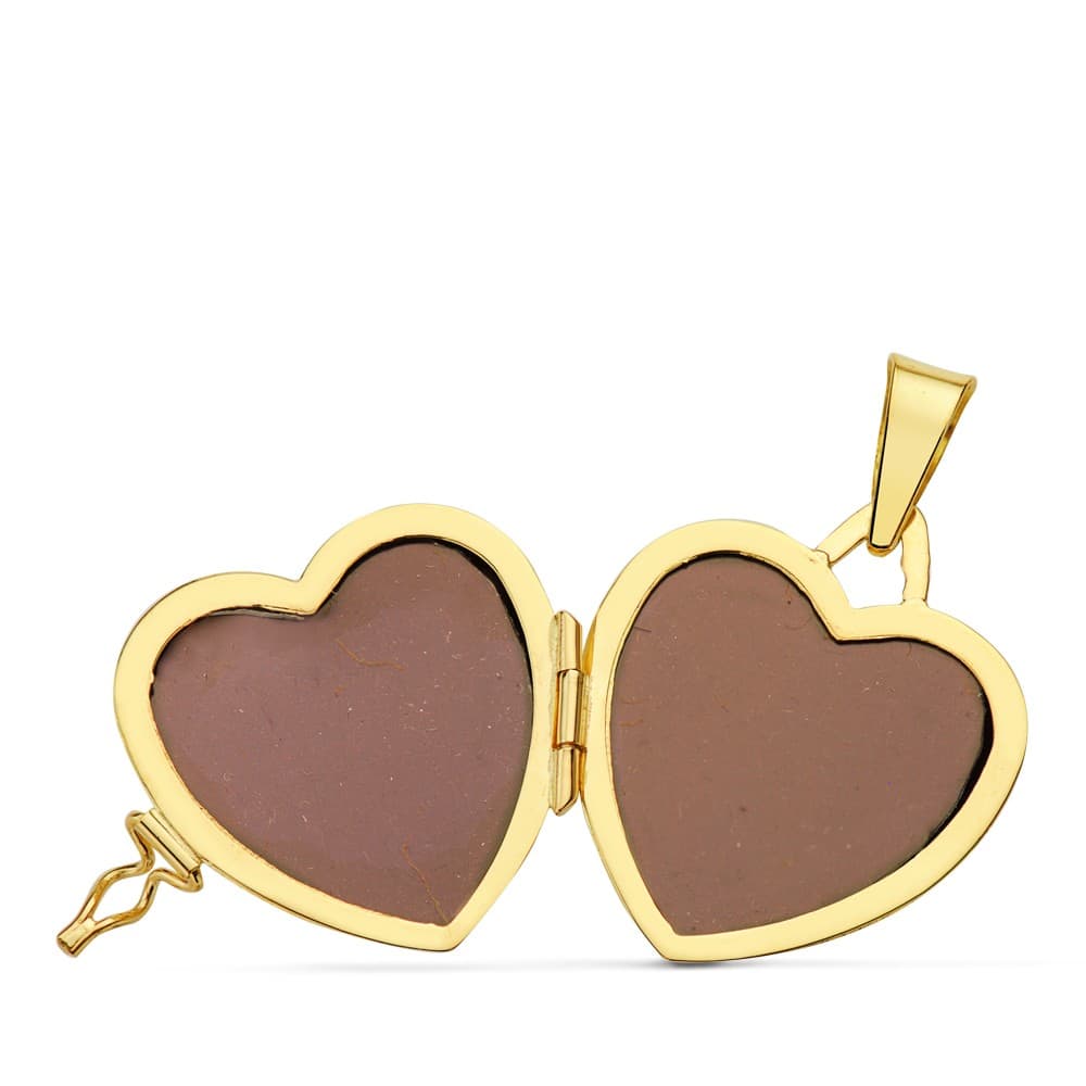 18K GUARDAPELO DIJE PORTAFOTOS ORO AMARILLO CORAZON BRILLO 20X20 MM C. AMOR