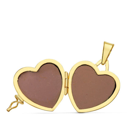 18K GUARDAPELO DIJE PORTAFOTOS ORO AMARILLO CORAZON BRILLO 20X20 MM C. AMOR