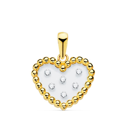 18K COLGANTE ORO AMARILLO CORAZON AIRSHINE TRANSPARENTE CON CIRCONITA 14X12 MM C. AMOR